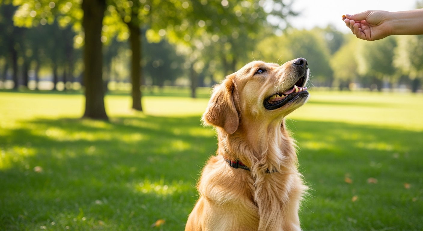 Dog and owner playing a fun obedience training game